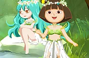Dora With Wizard In Forest