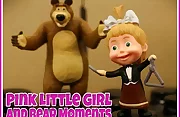 Pink Little Girl and Bear Moments